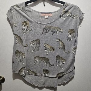 Gray Leopard Print Women's Tee